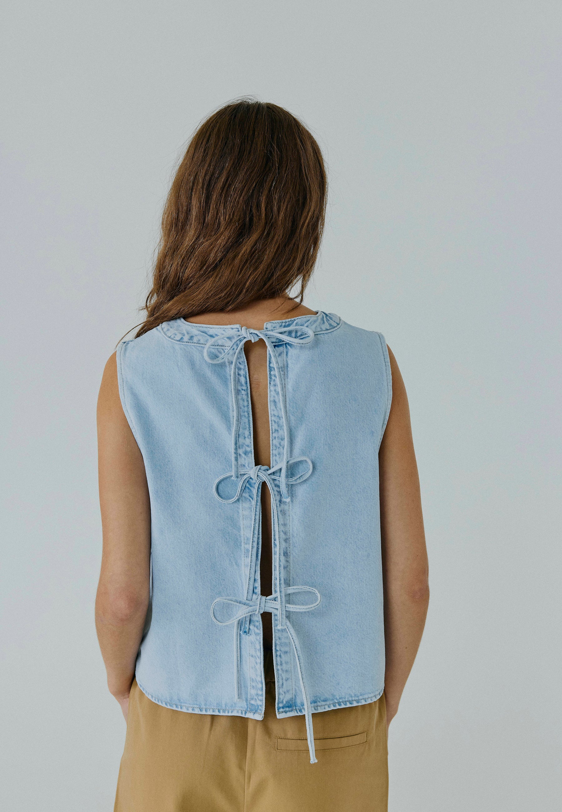 NORR Lai denim top Tops Light blue wash
