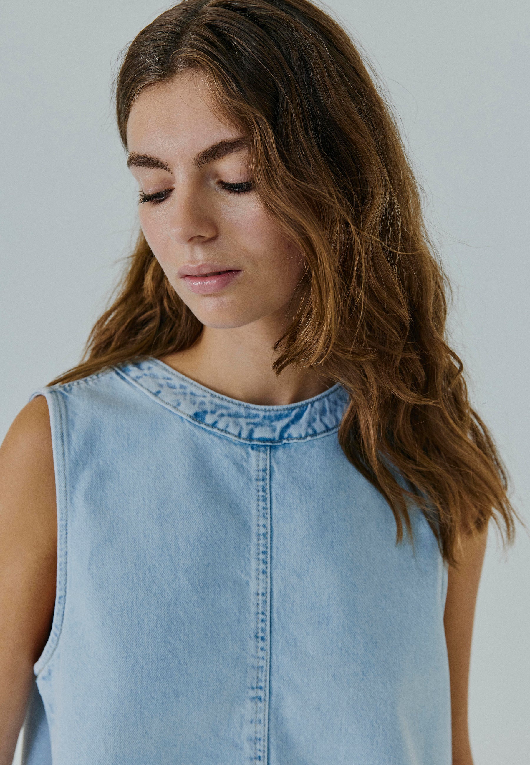 NORR Lai denim top Tops Light blue wash