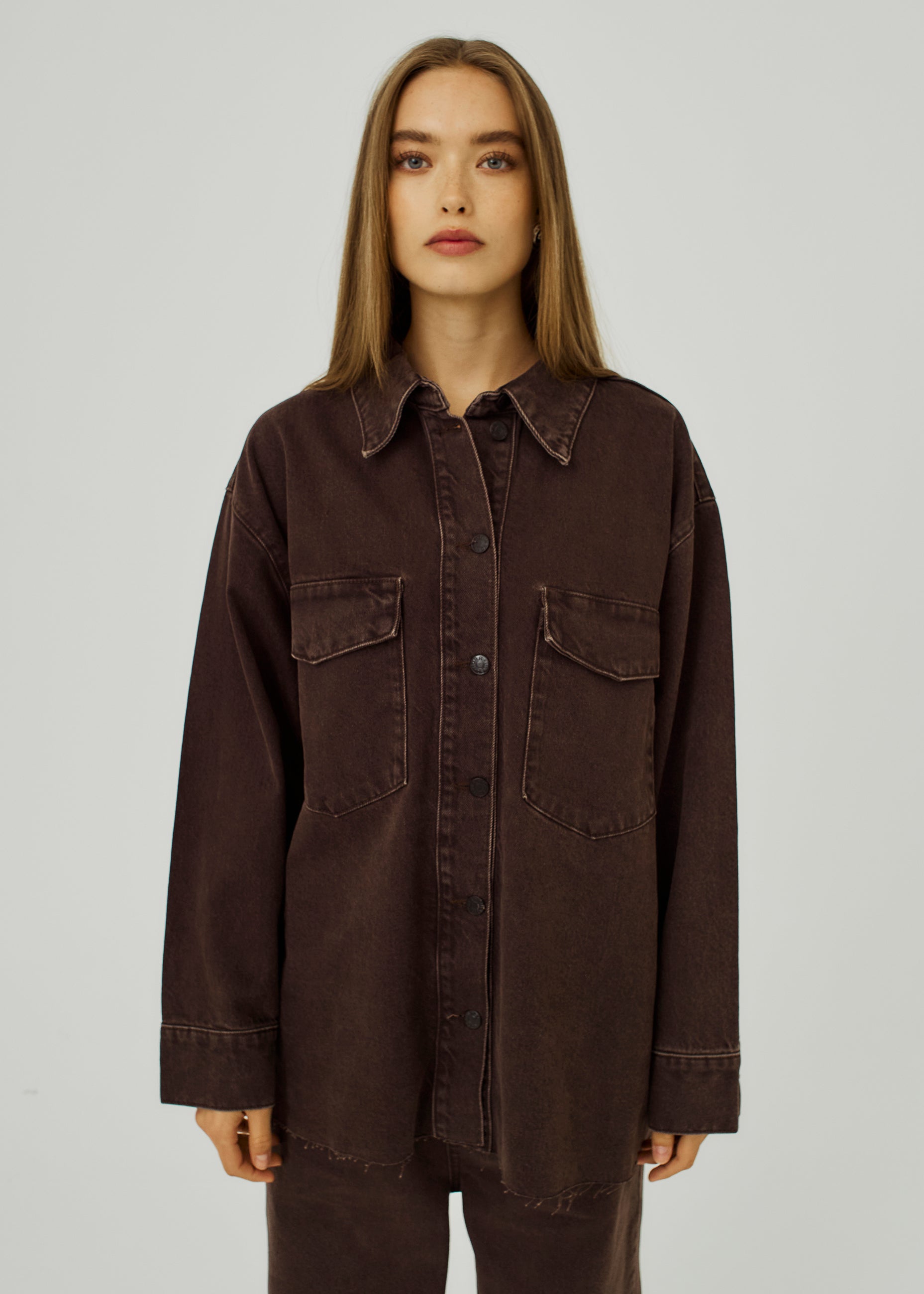 NORR Larisa clean denim shirt Shirts Brown washed