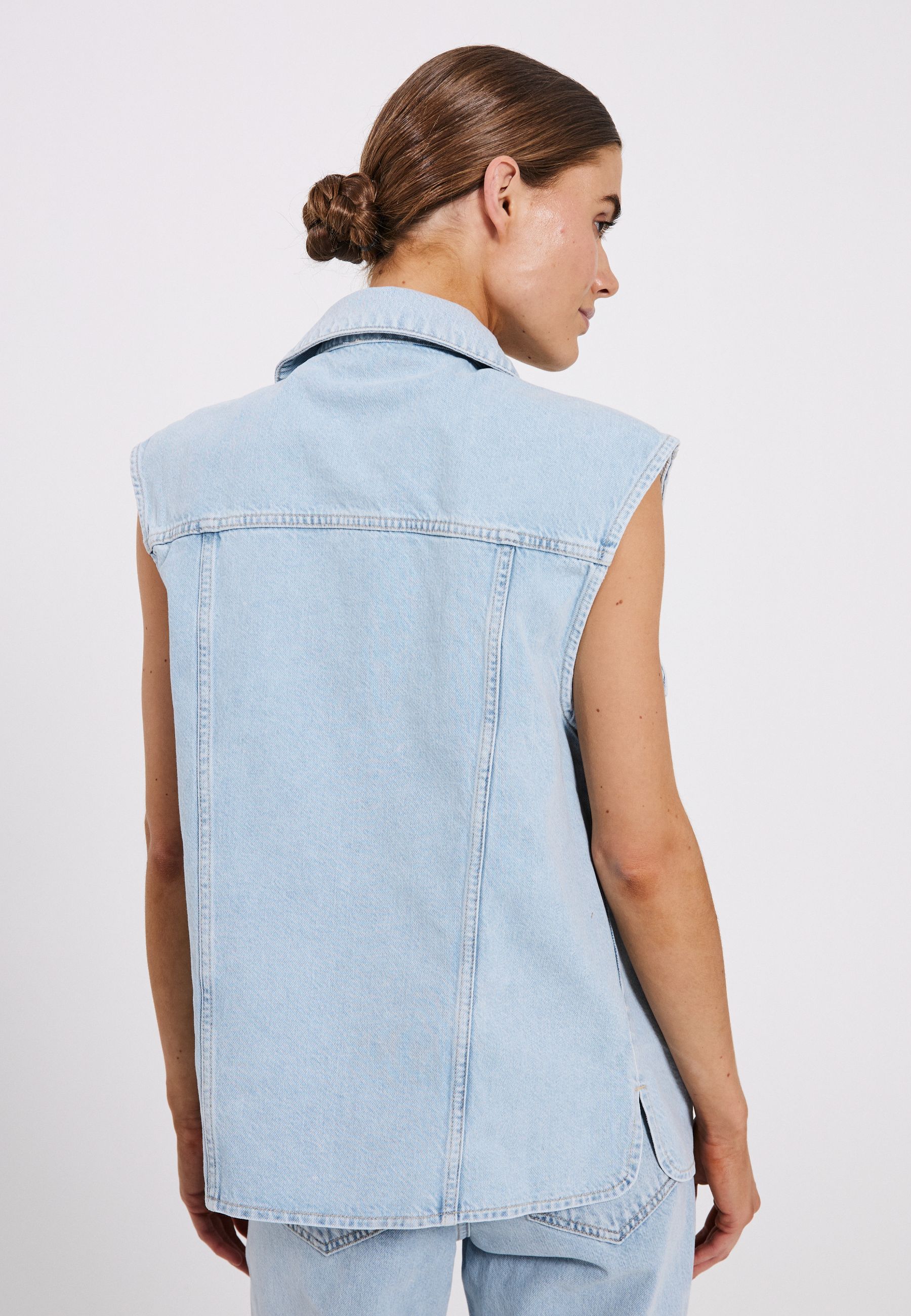 NORR Larisa denim waistcoat Waistcoat Blue light wash