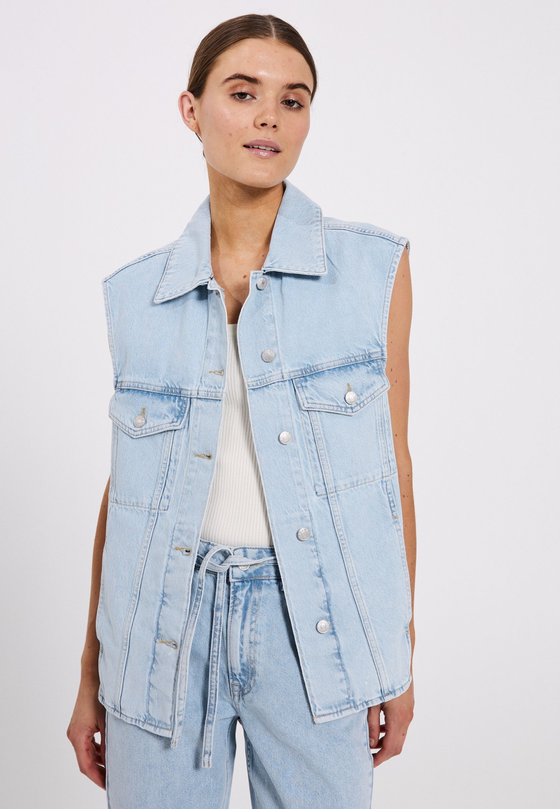 NORR Larisa denim waistcoat Waistcoat Blue light wash