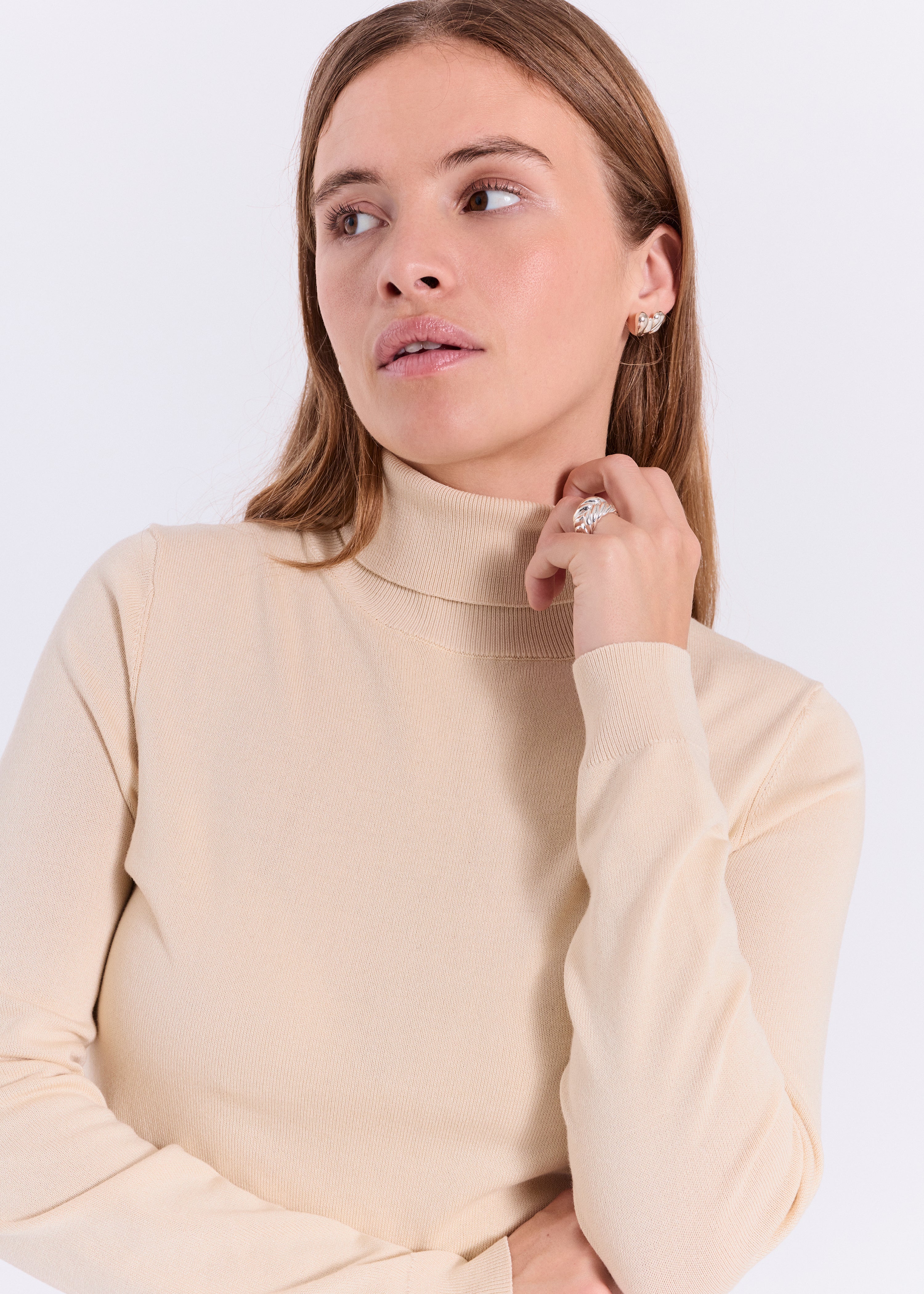 NORR Lena roll neck knit top Knits Light yellow