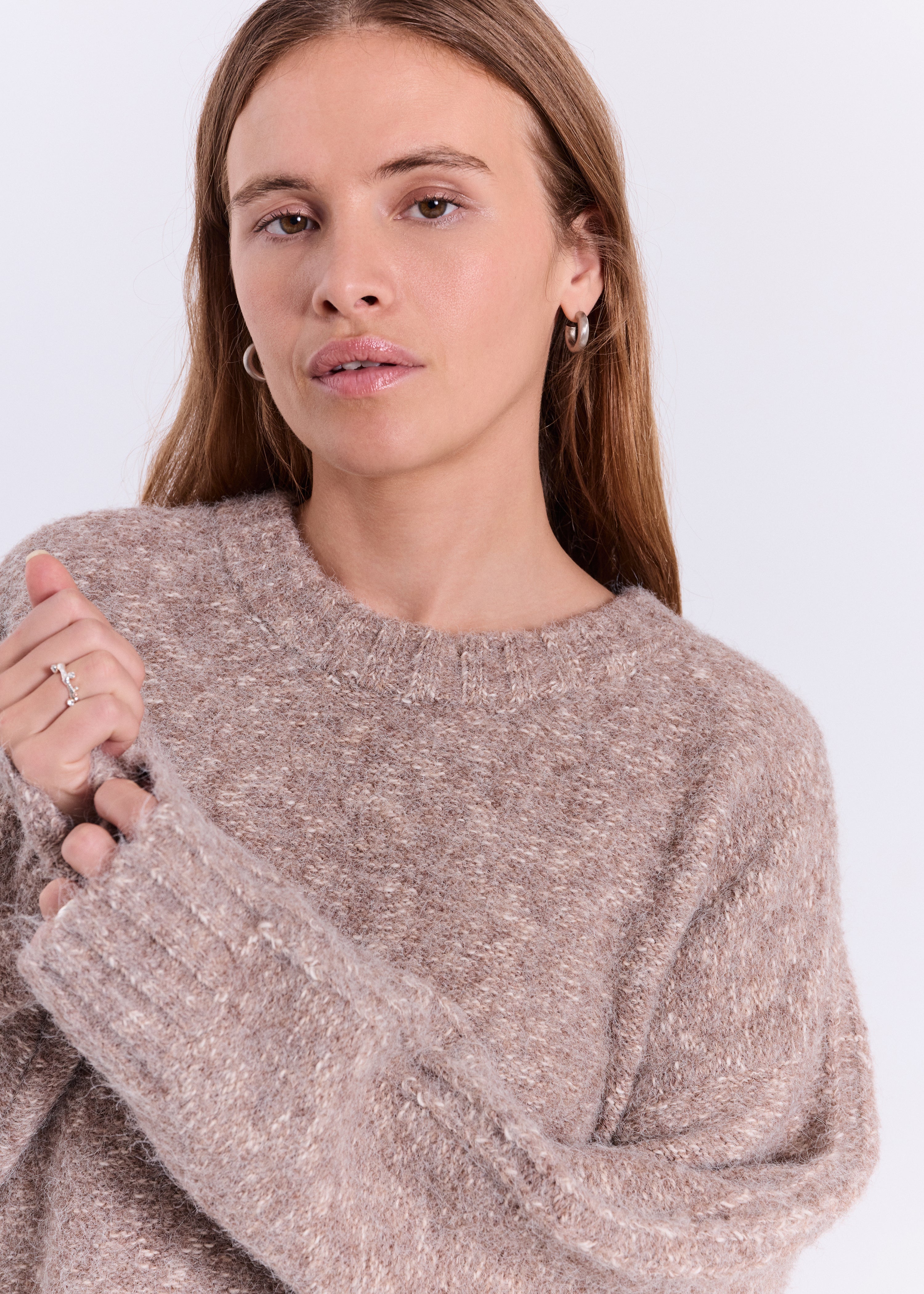 NORR Lillen knit top Knits Brown melange