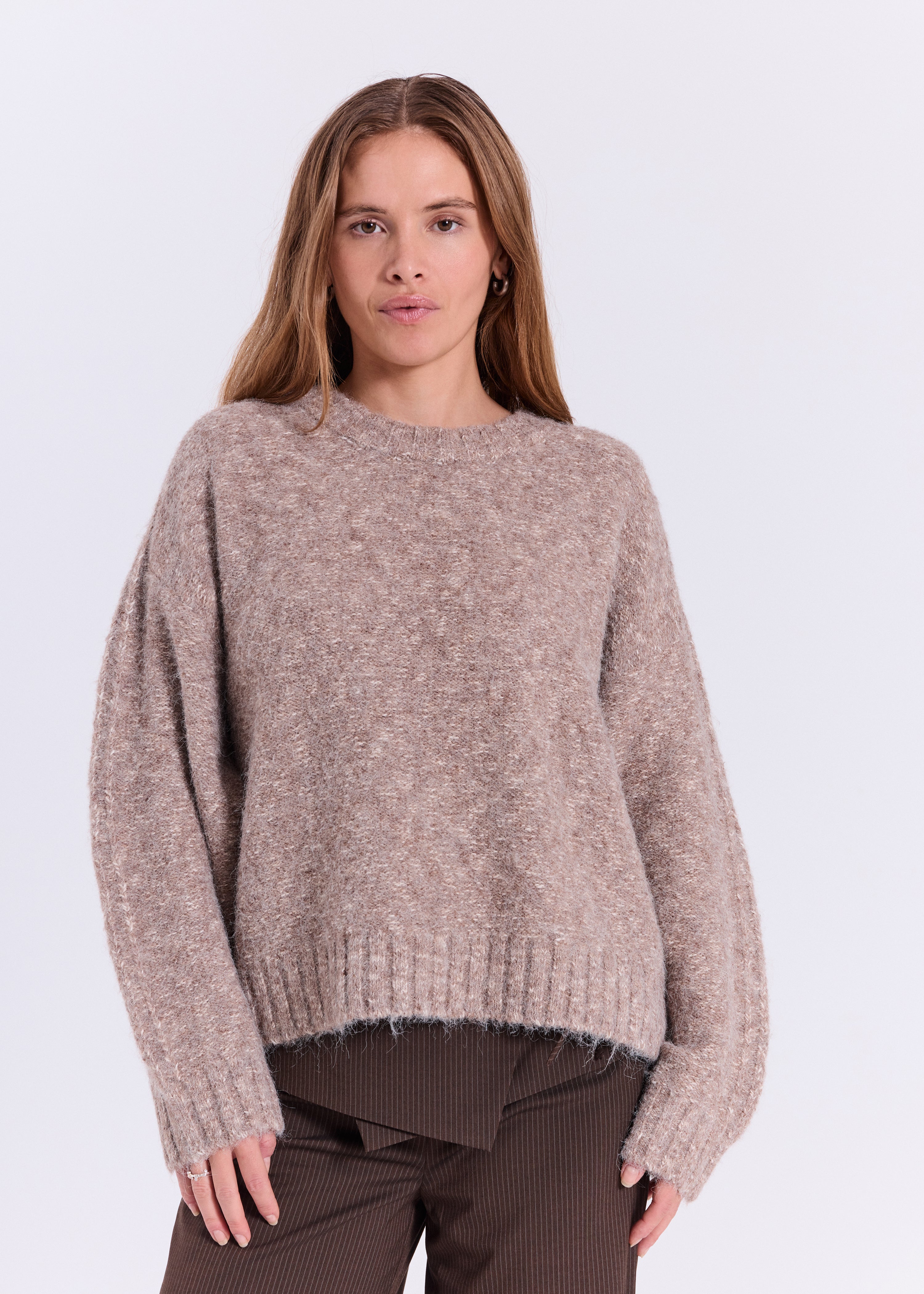NORR Lillen knit top Knits Brown melange