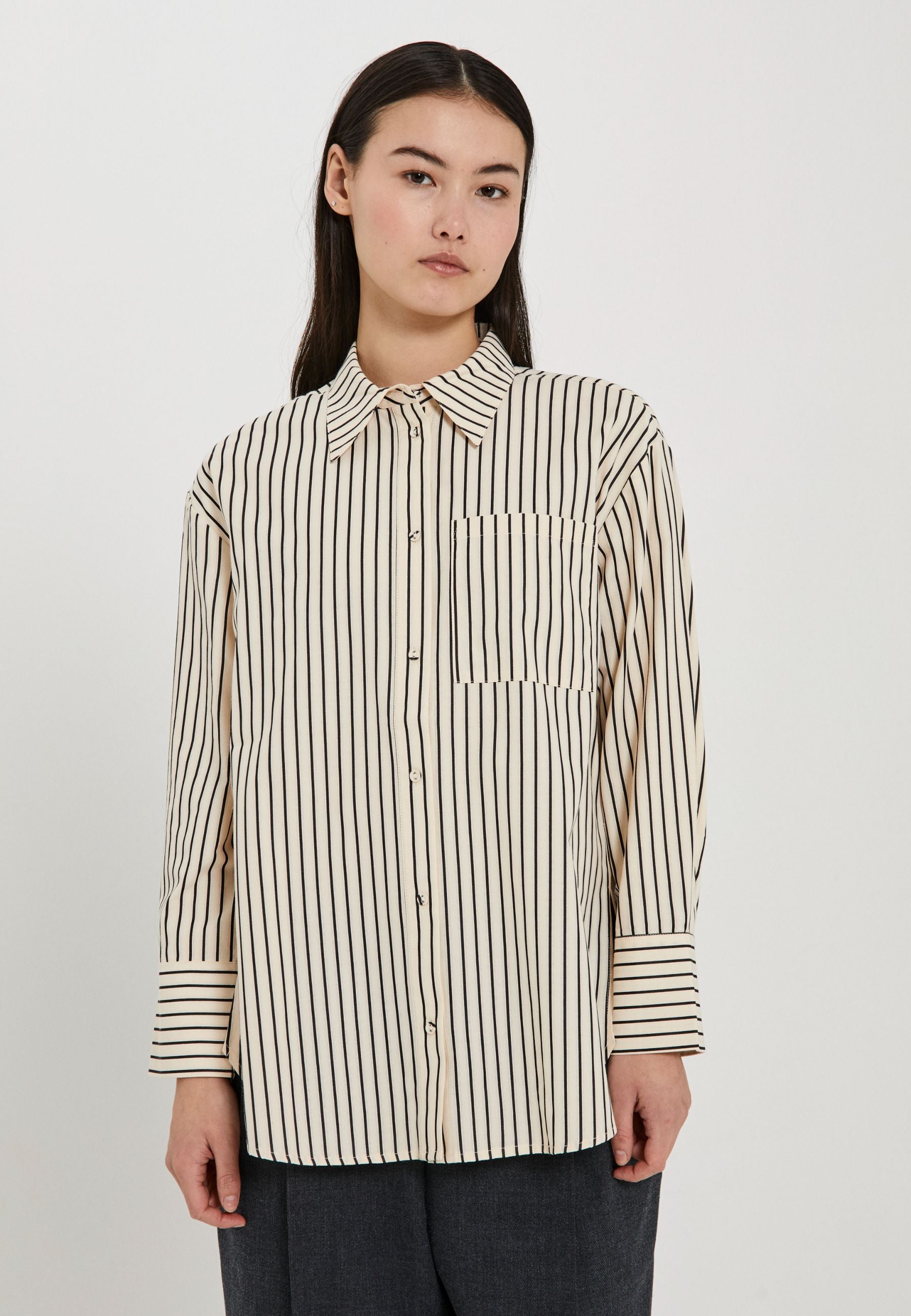 NORR Linna LS shirt Shirts Black stripe