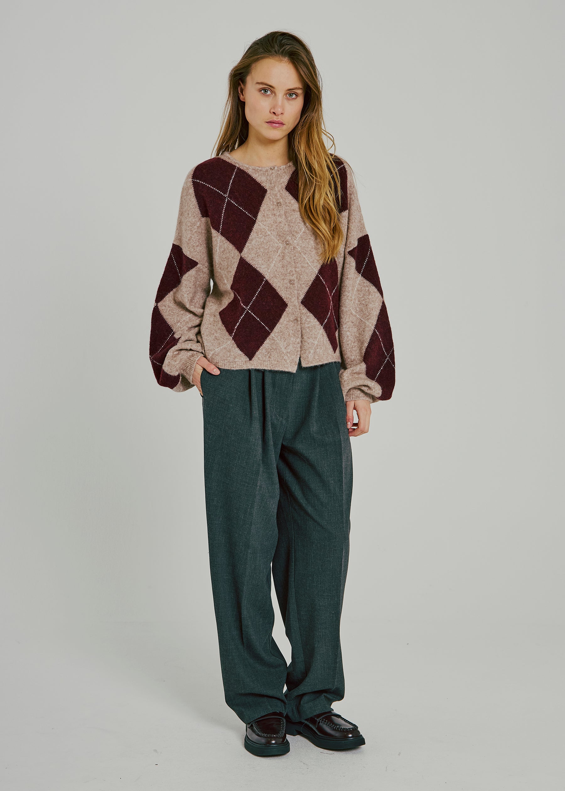 NORR Logan knit cardigan Knits Bordeaux