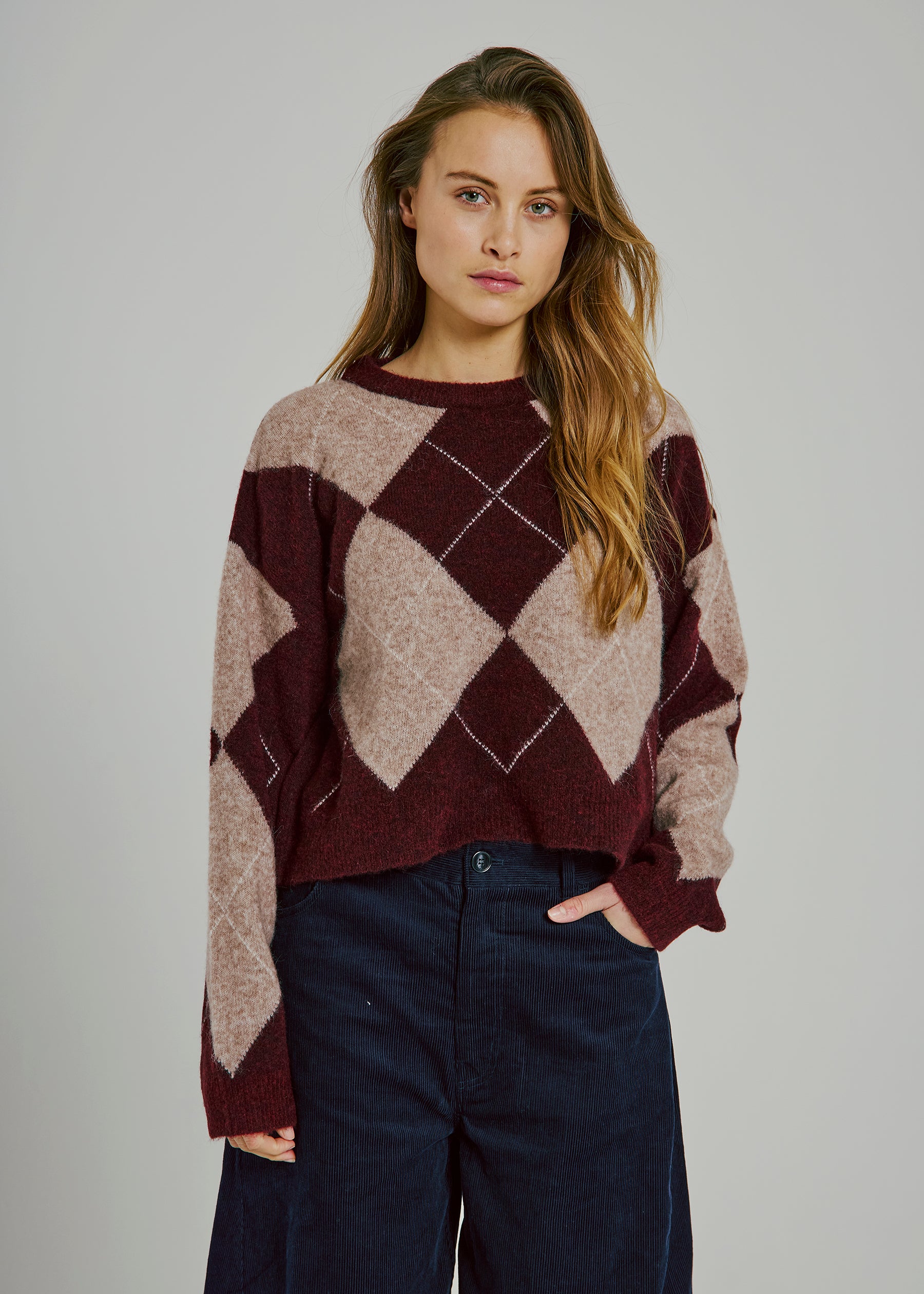 NORR Logan knit top Knits Bordeaux