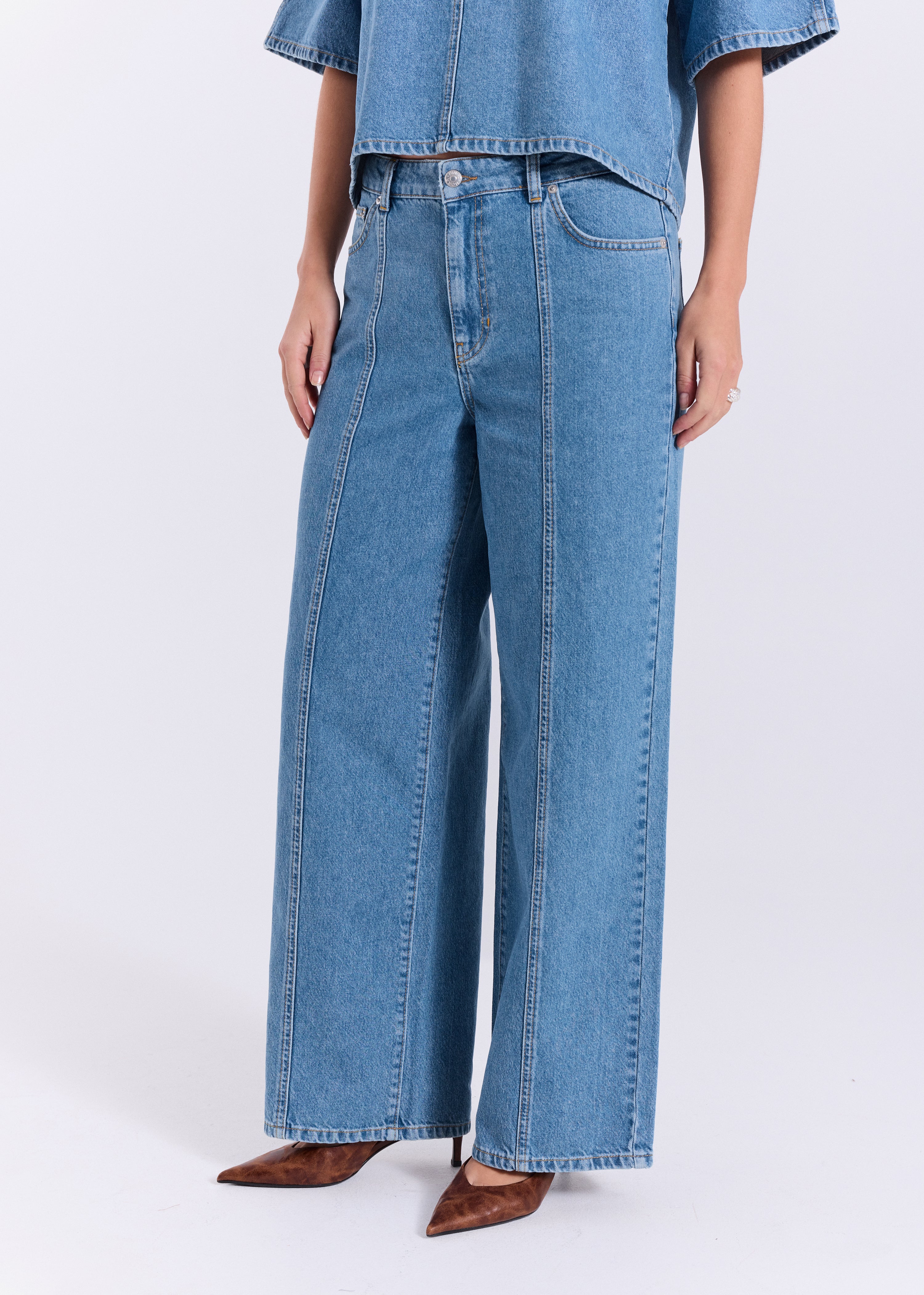 NORR Maja cutline jeans Pants Medium blue denim