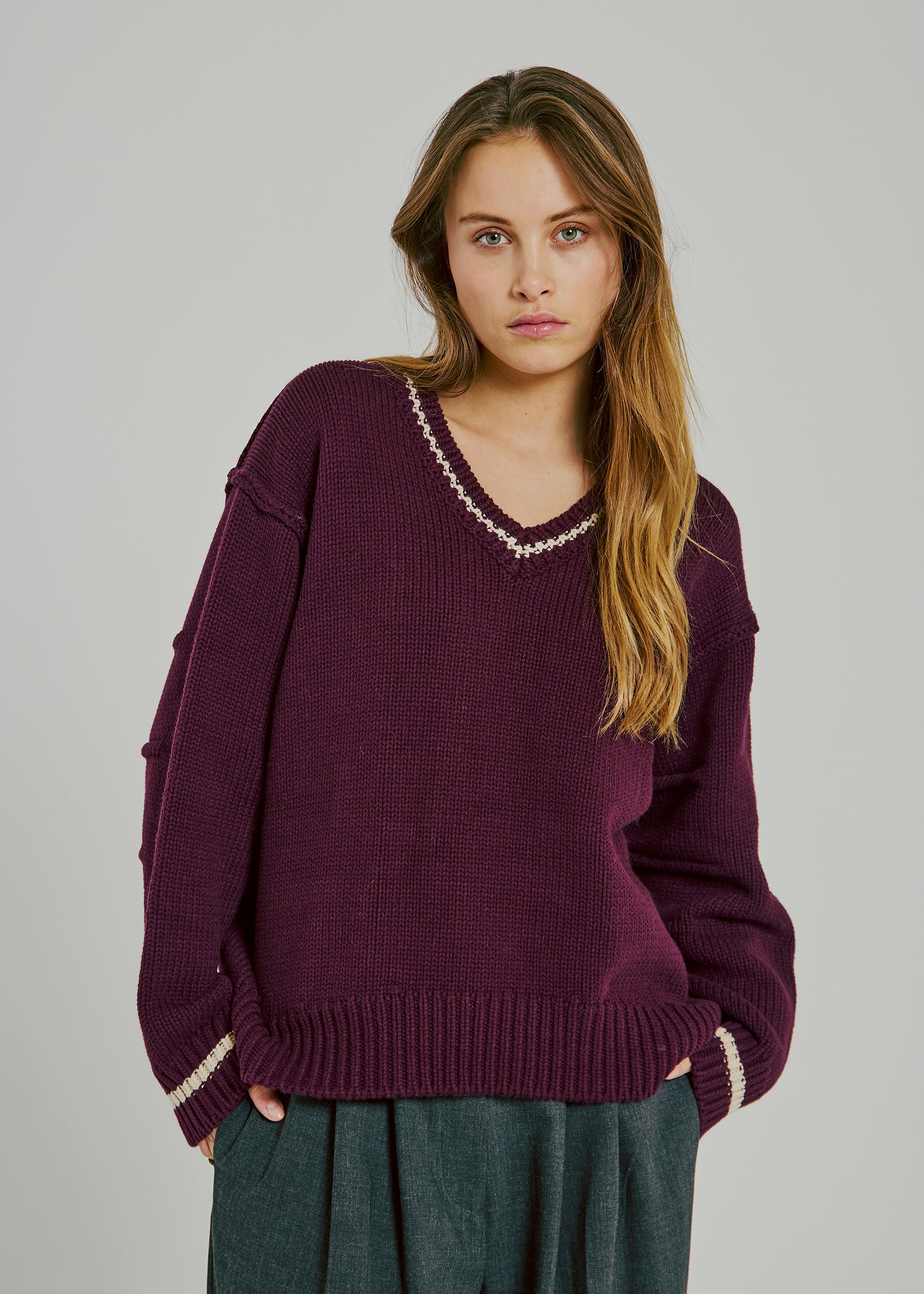 NORR Margot knit top Knits Deep Cherry