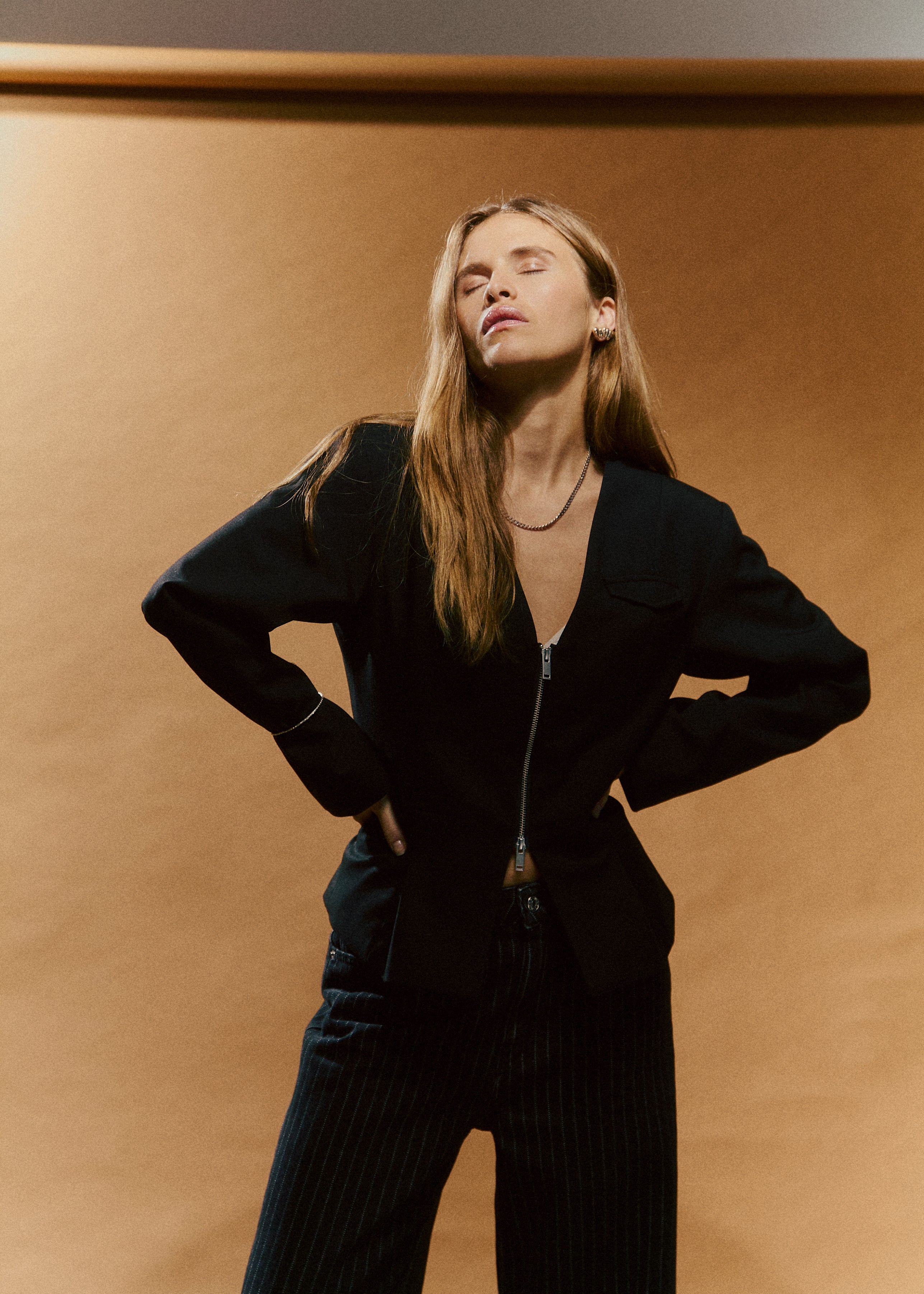 NORR Maysa waist zip blazer Blazer Black