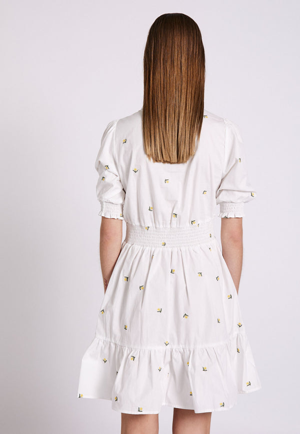 NORR Miluna 2/4 dress Dresses White w. embroidery