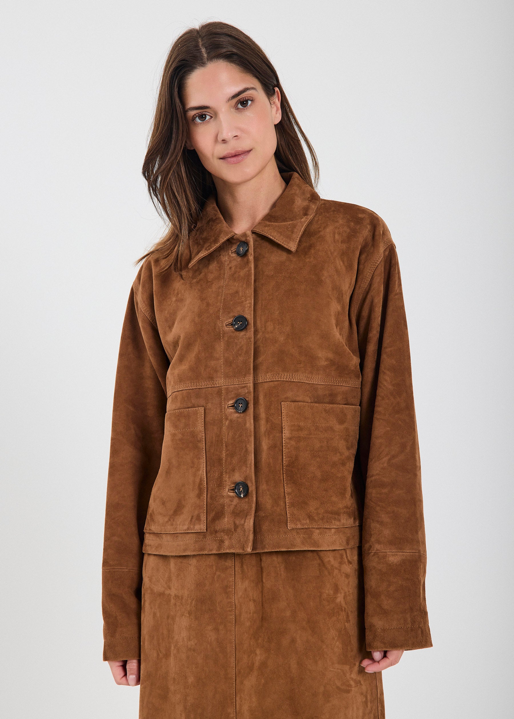 NORR Nathalia suede jacket Jackets Cognac