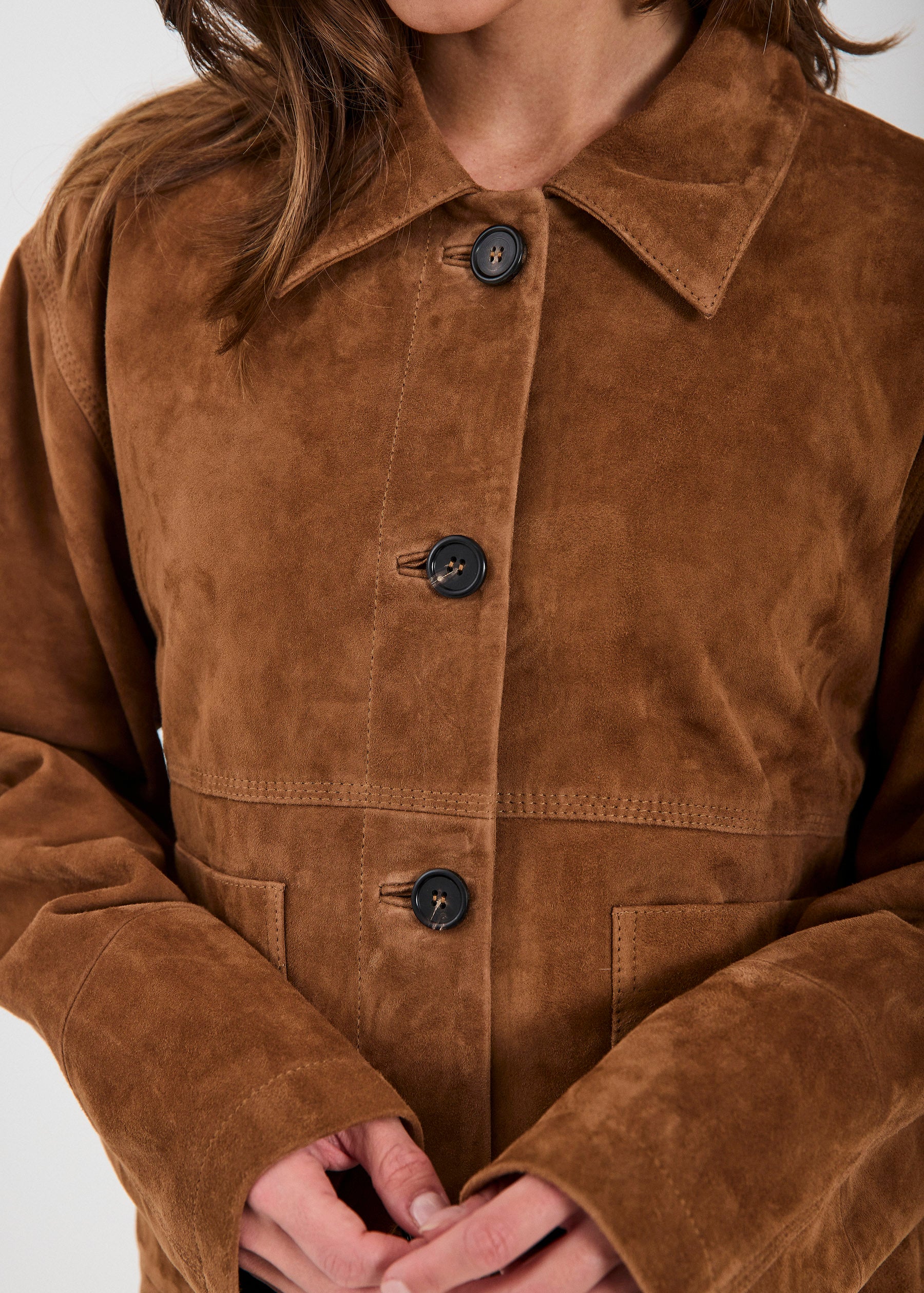 NORR Nathalia suede jacket Jackets Cognac