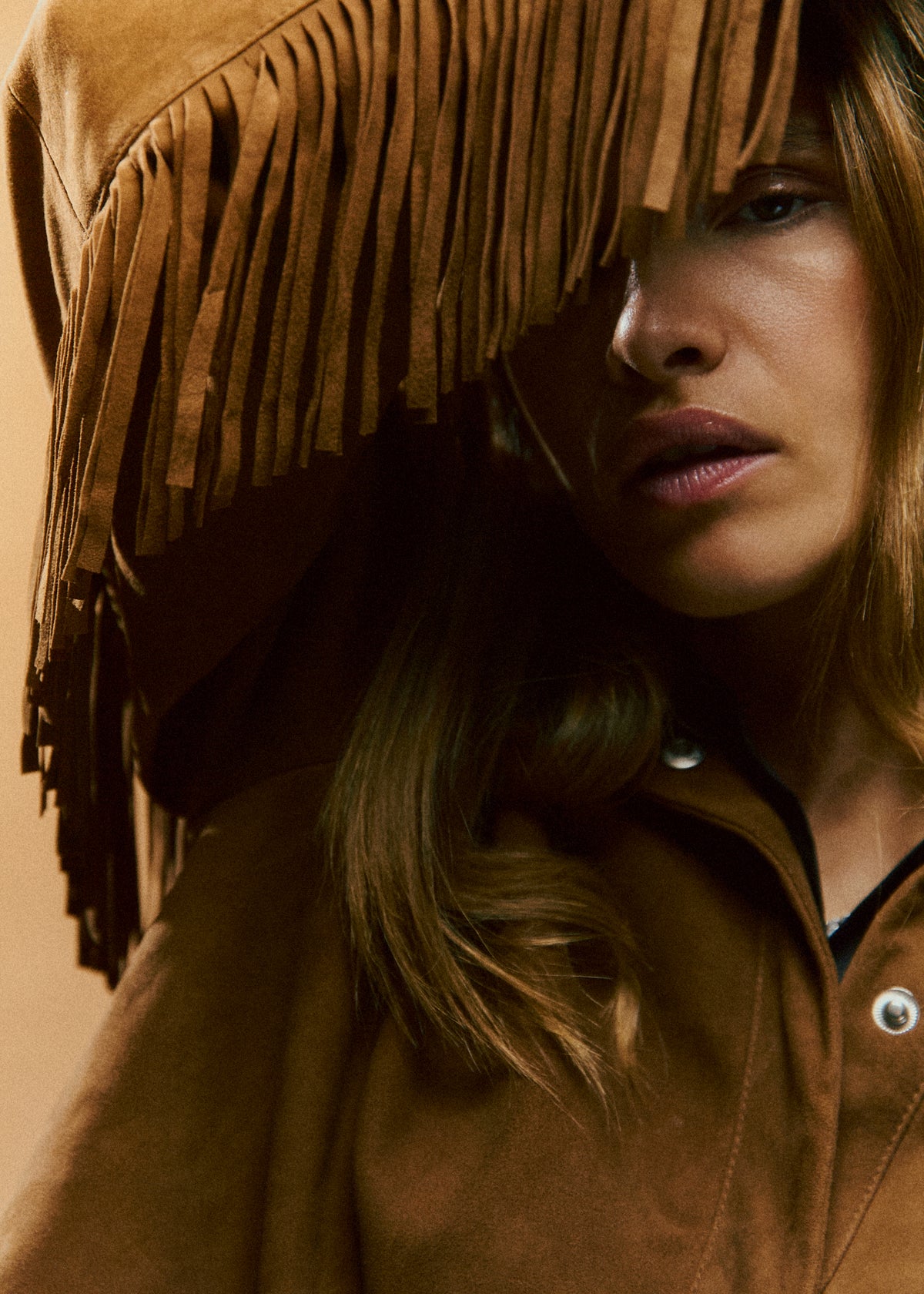 NORR Nathalio fringe suede shirt Shirts Caramel brown