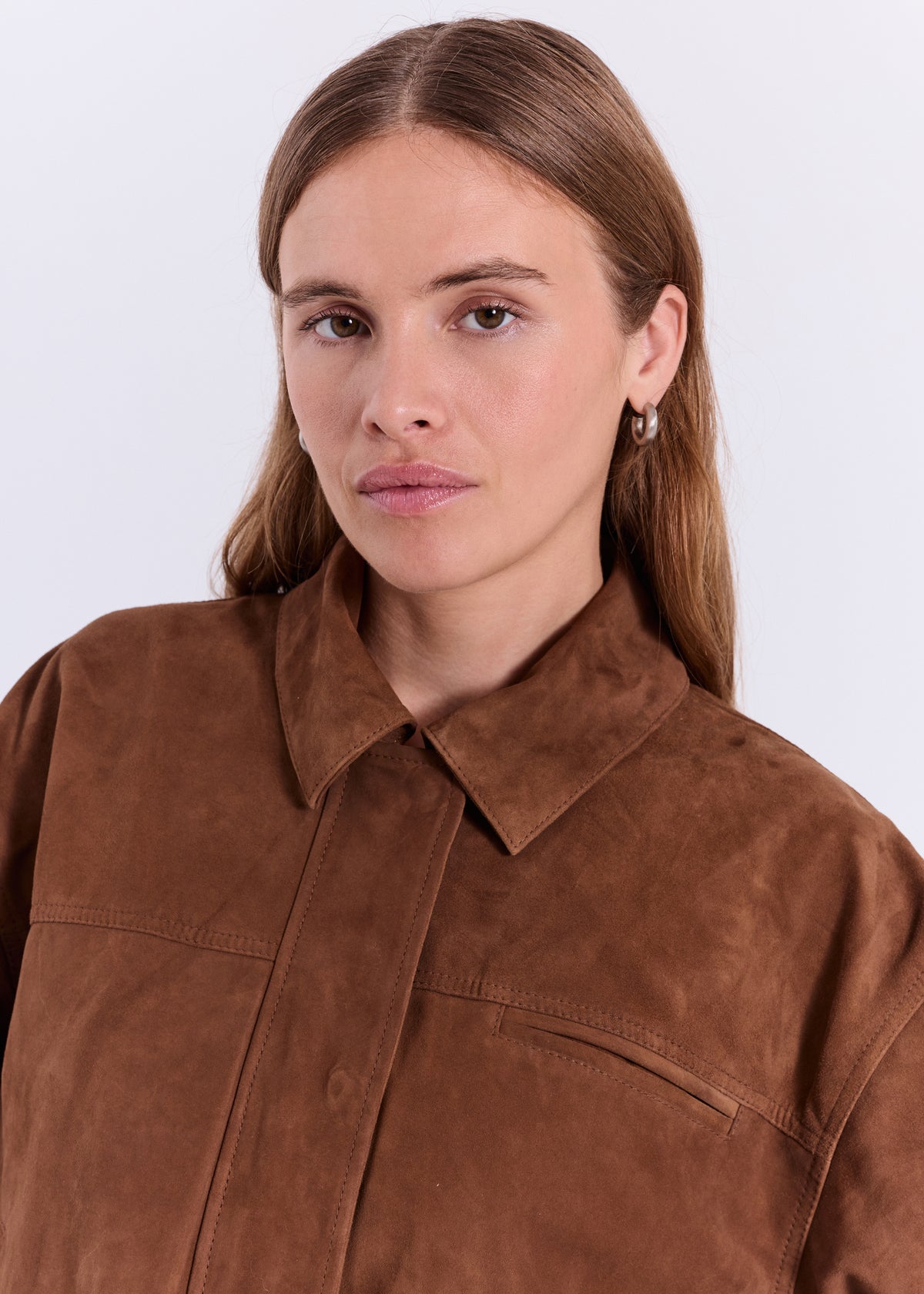 NORR Nathalio suede jacket Jackets Caramel brown