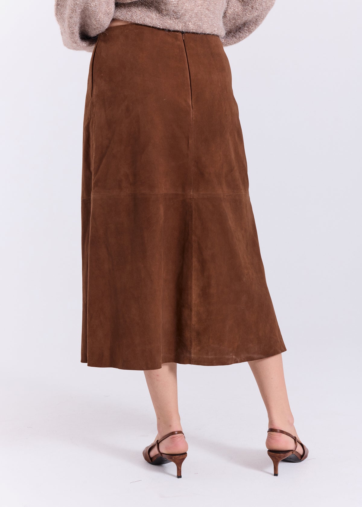 NORR Nathalio suede midi skirt Skirts Caramel brown