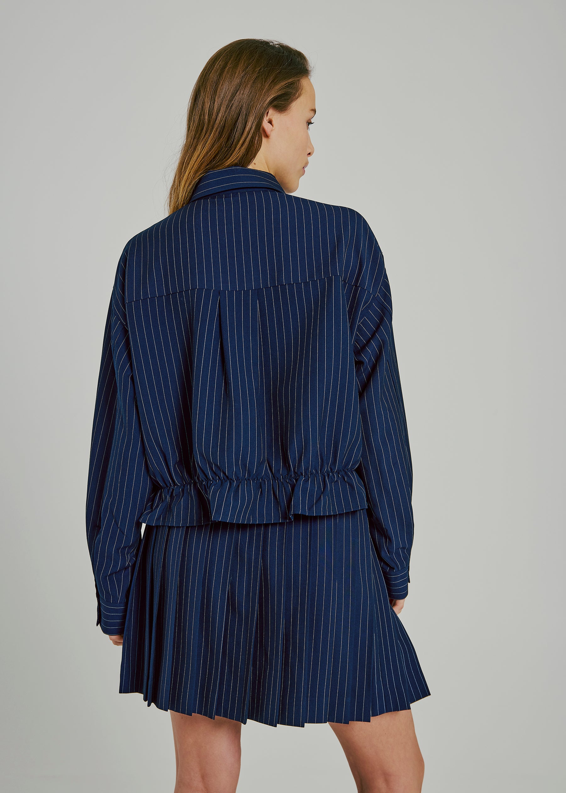 NORR Neo pinstripe pleat skirt Skirts Navy pinstripe