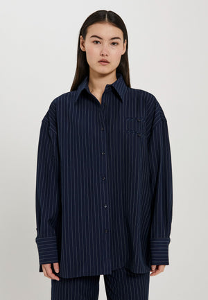 NORR Neo pinstripe shirt Shirts Navy pinstripe