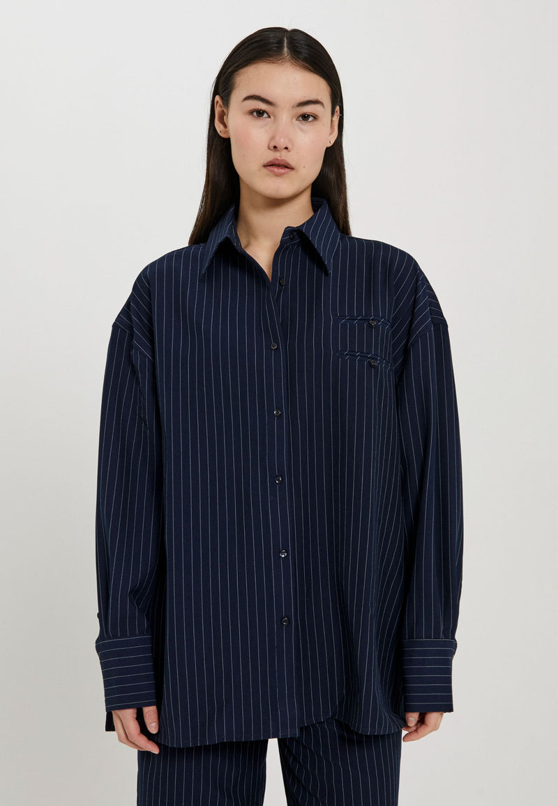 NORR Neo pinstripe shirt Shirts Navy pinstripe