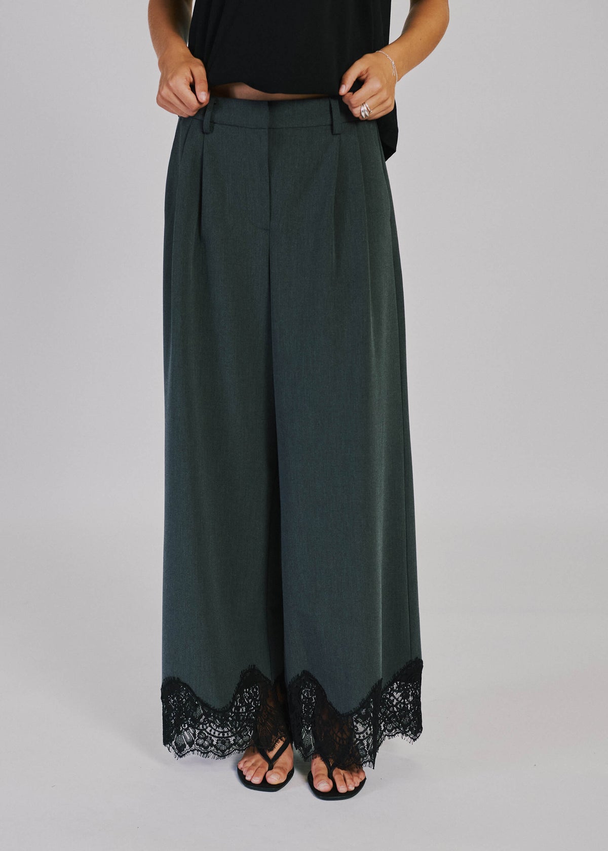 NORR Nina lace pants Pants Grey melange
