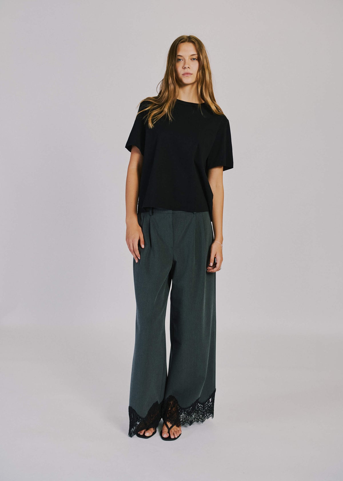 NORR Nina lace pants Pants Grey melange