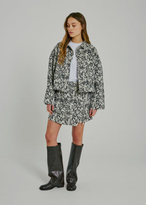 NORR Ninni tie denim skirt Skirts Snake AOP