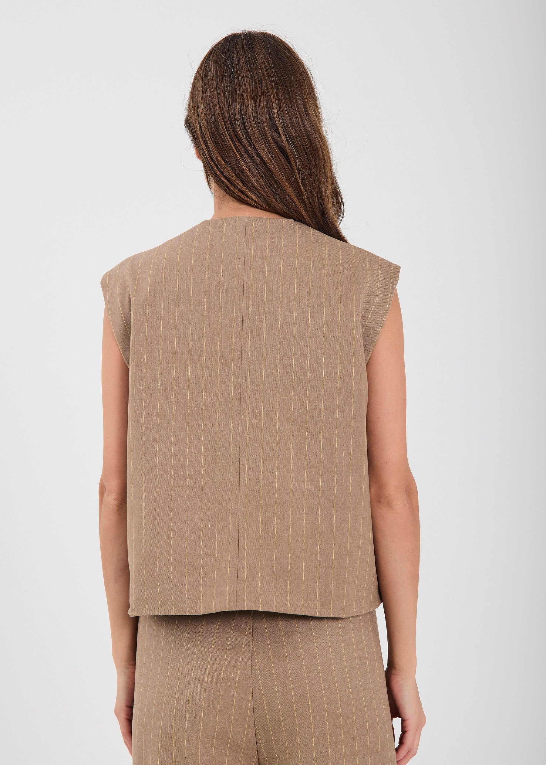 NORR Novia short waistcoat Waistcoats Yellow stripe
