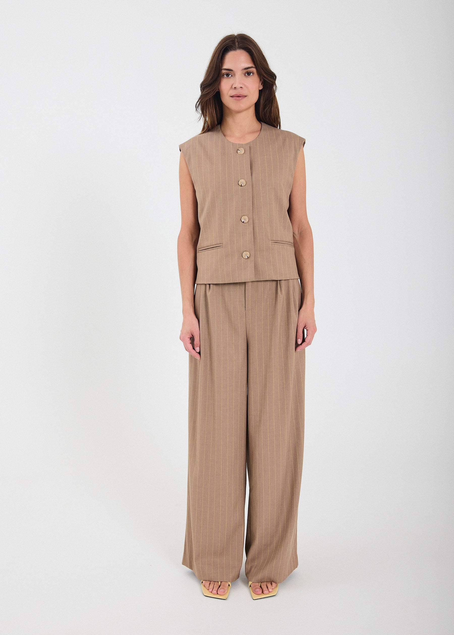 NORR Novia short waistcoat Waistcoats Yellow stripe