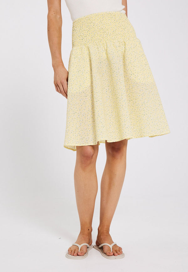 NORR Opal seersucker skirt Skirts Light yellow flower AOP