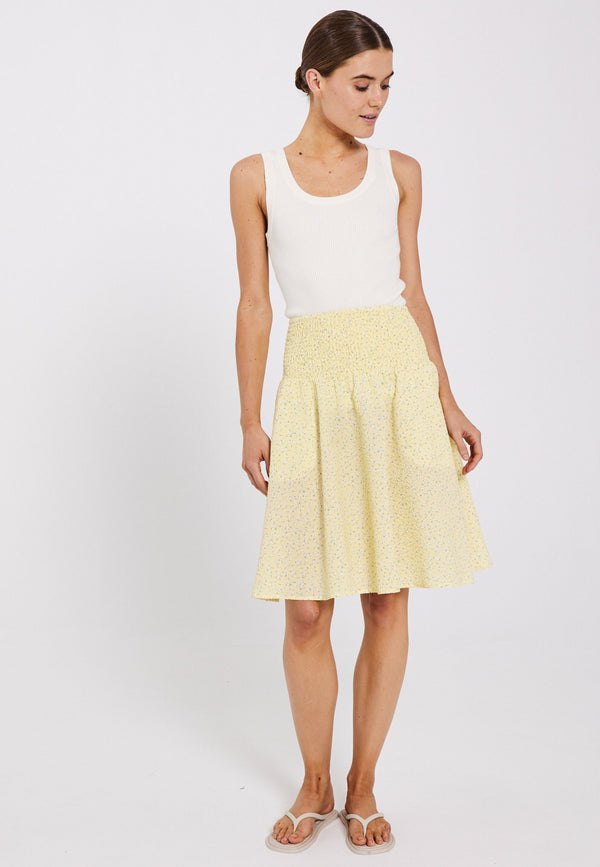 NORR Opal seersucker skirt Skirts Light yellow flower AOP
