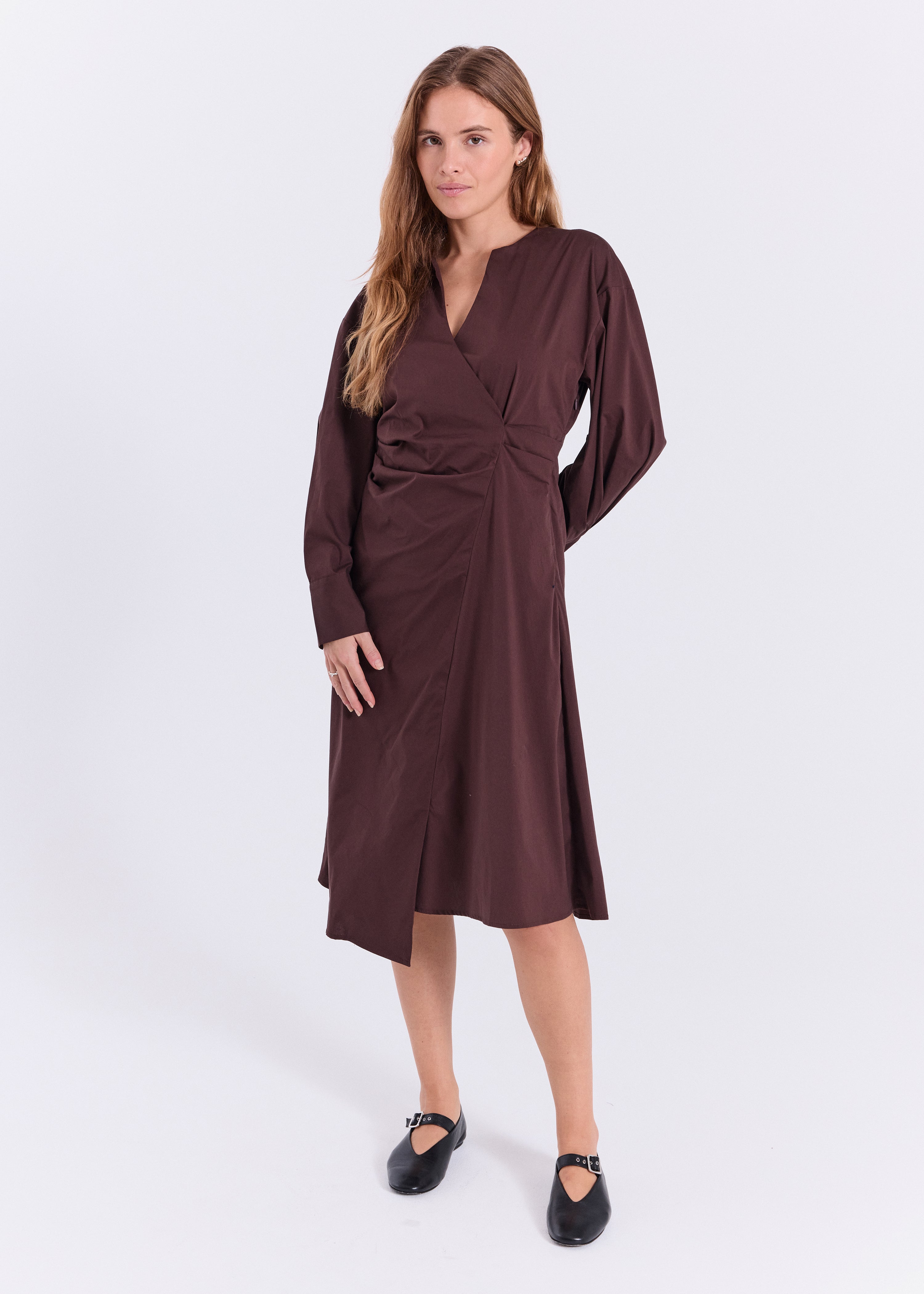 NORR Otilia gathered dress Dresses Dark Brown