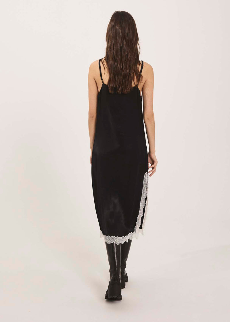 NORR Portia lace slip dress Dresses Black comb.