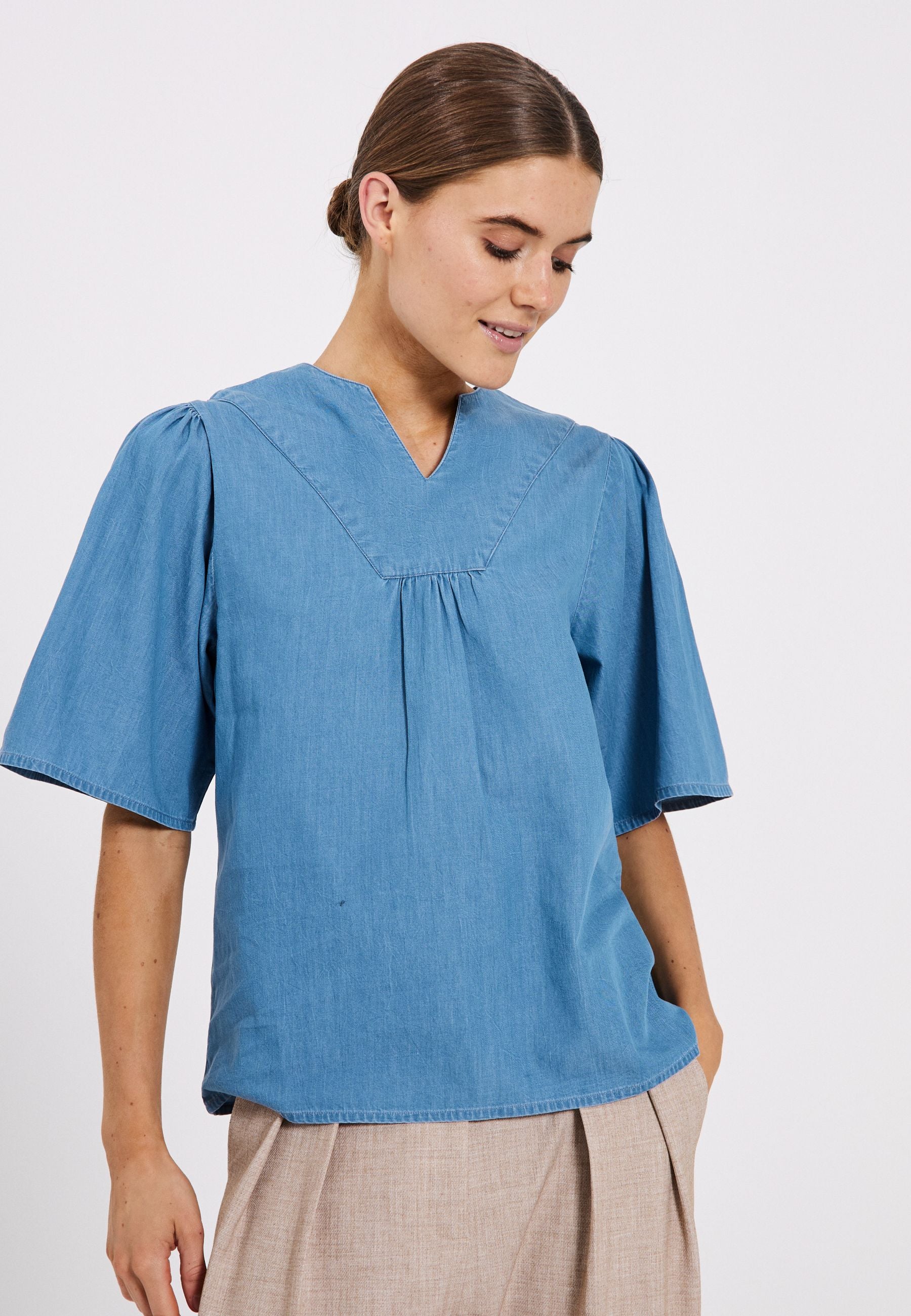 NORR Rosa top Tops Medium blue denim