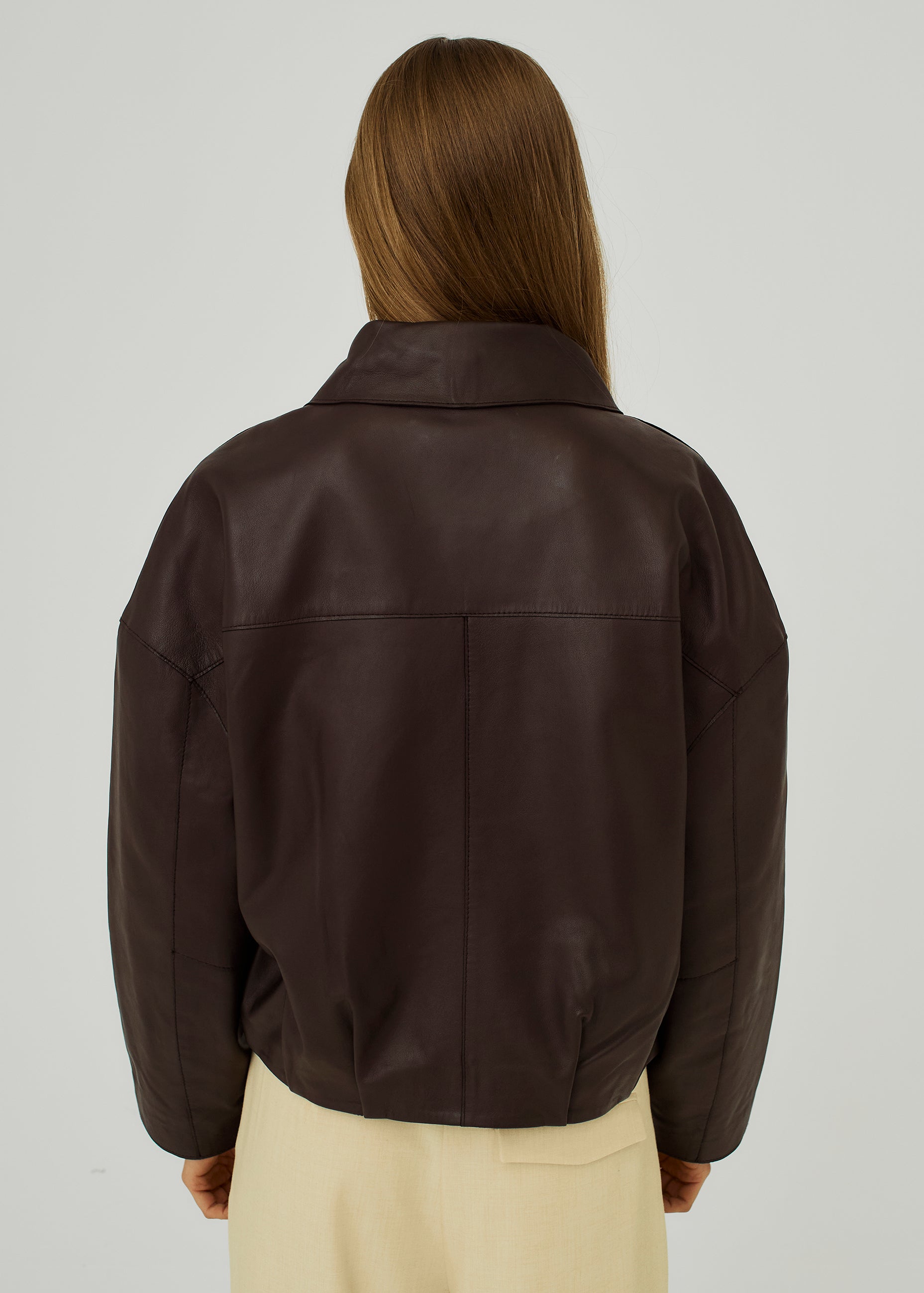 NORR Shelby leather jacket Jackets Dark Brown