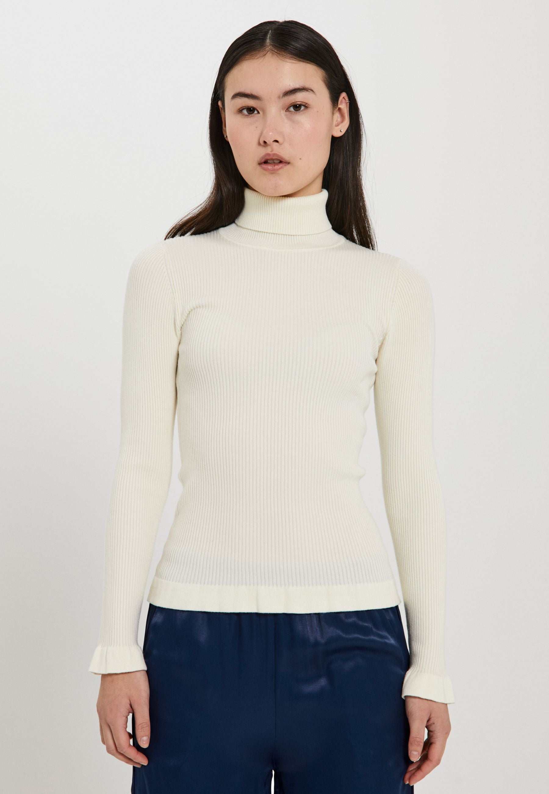 NORR Sherry frill knit top Tops Off-white