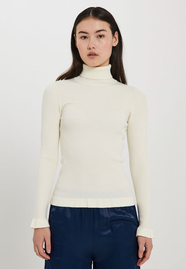 NORR Sherry frill knit top Tops Off-white