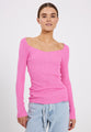 Sherry heart knit top - Bright pink