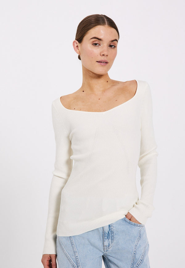 NORR Sherry heart knit top Tops Off-white