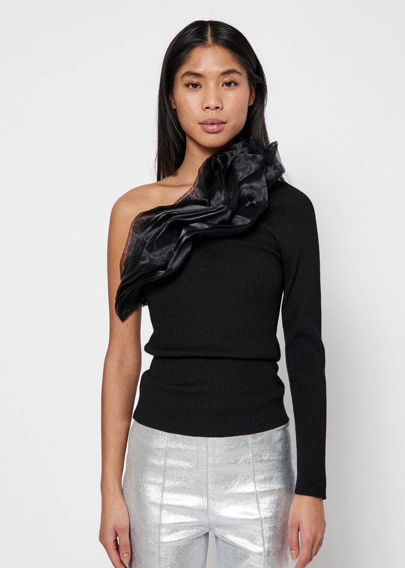 NORR Sherry organza knit top Tops Black
