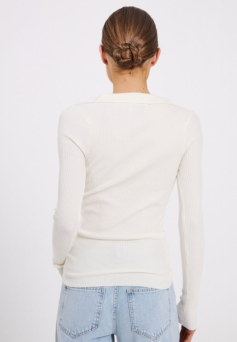 NORR Sherry polo knit top Tops Off-white