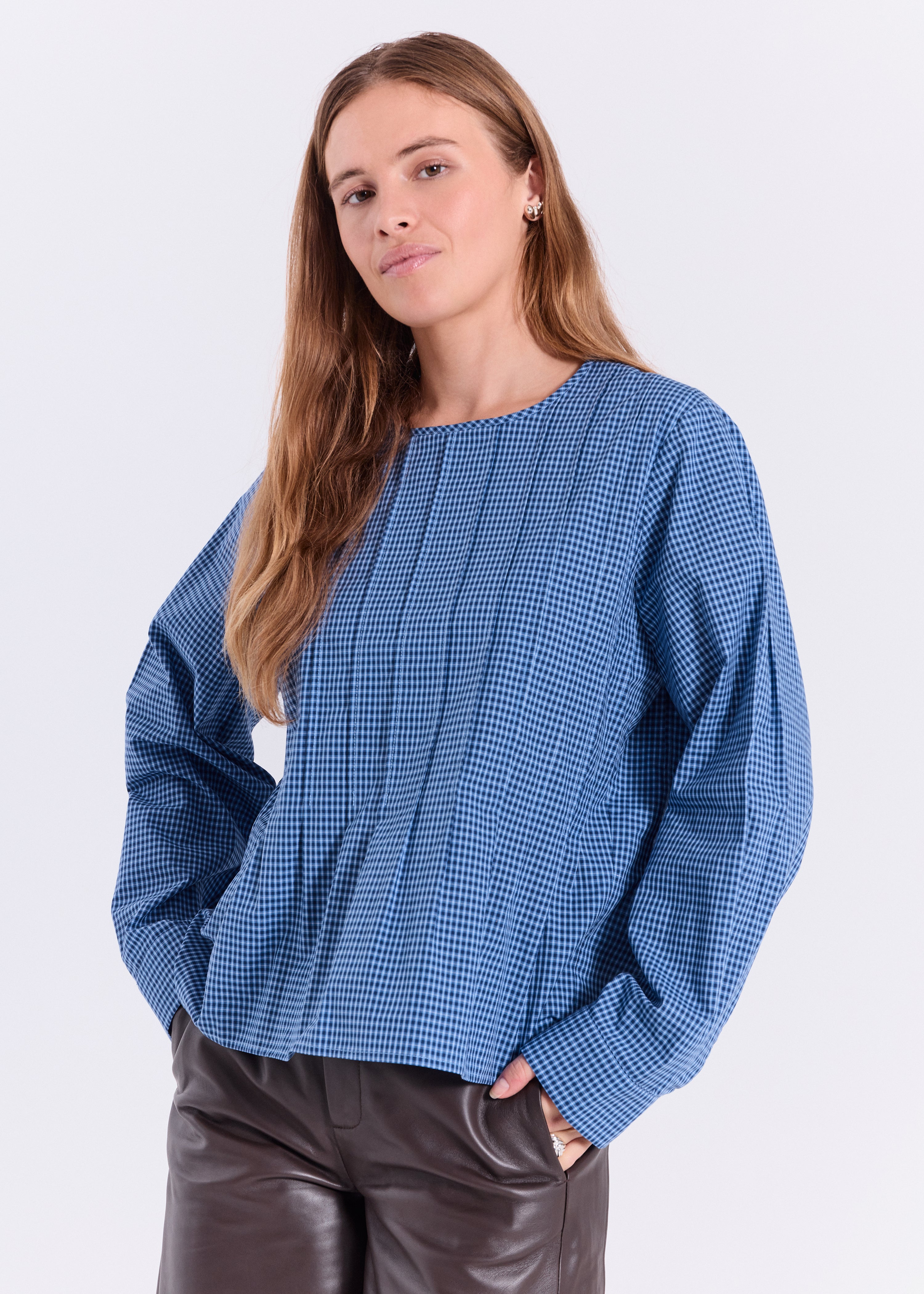 NORR Soffie top Tops Blue check