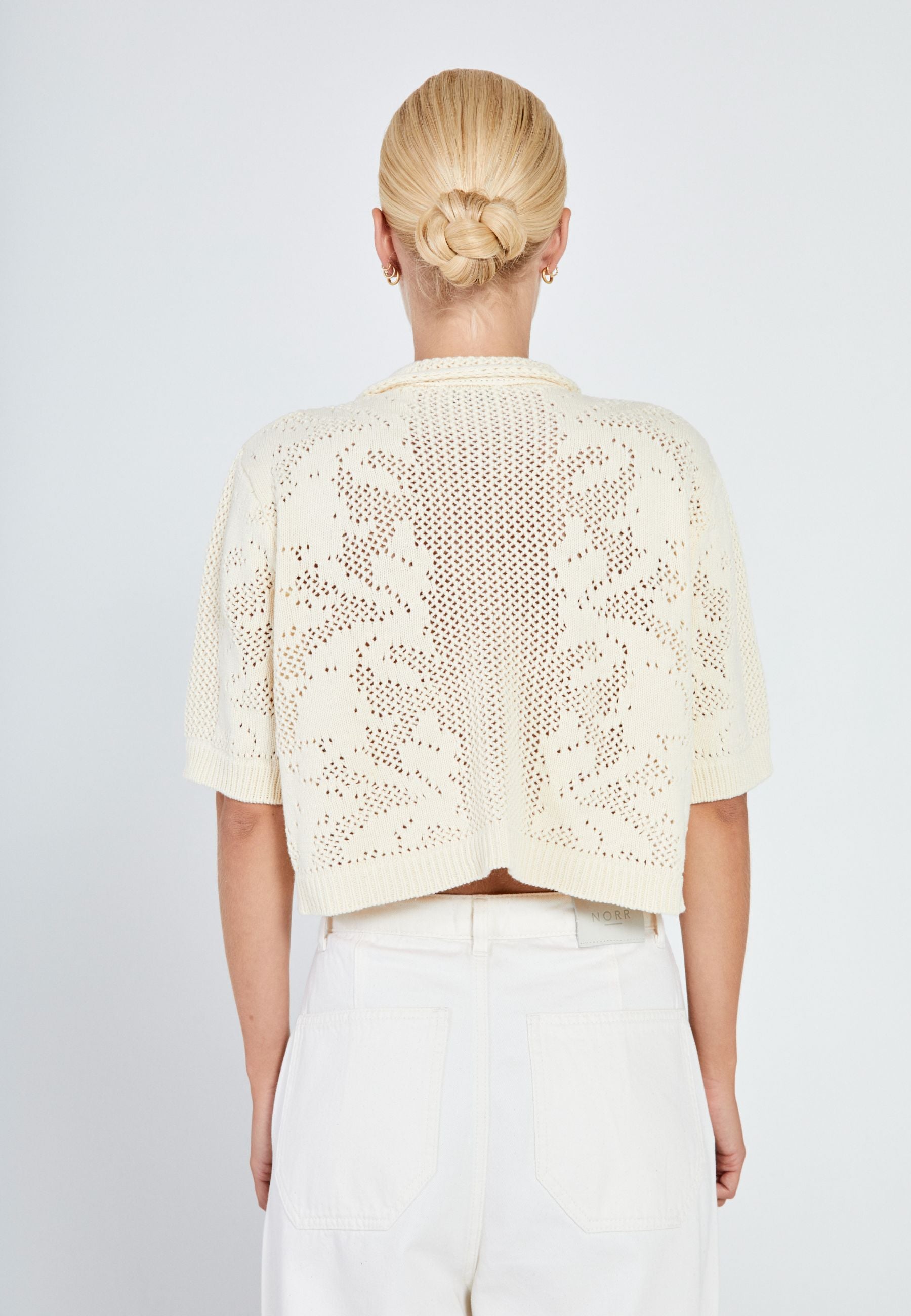 NORR Stilla crochet knit cardigan Cardigans Off-white