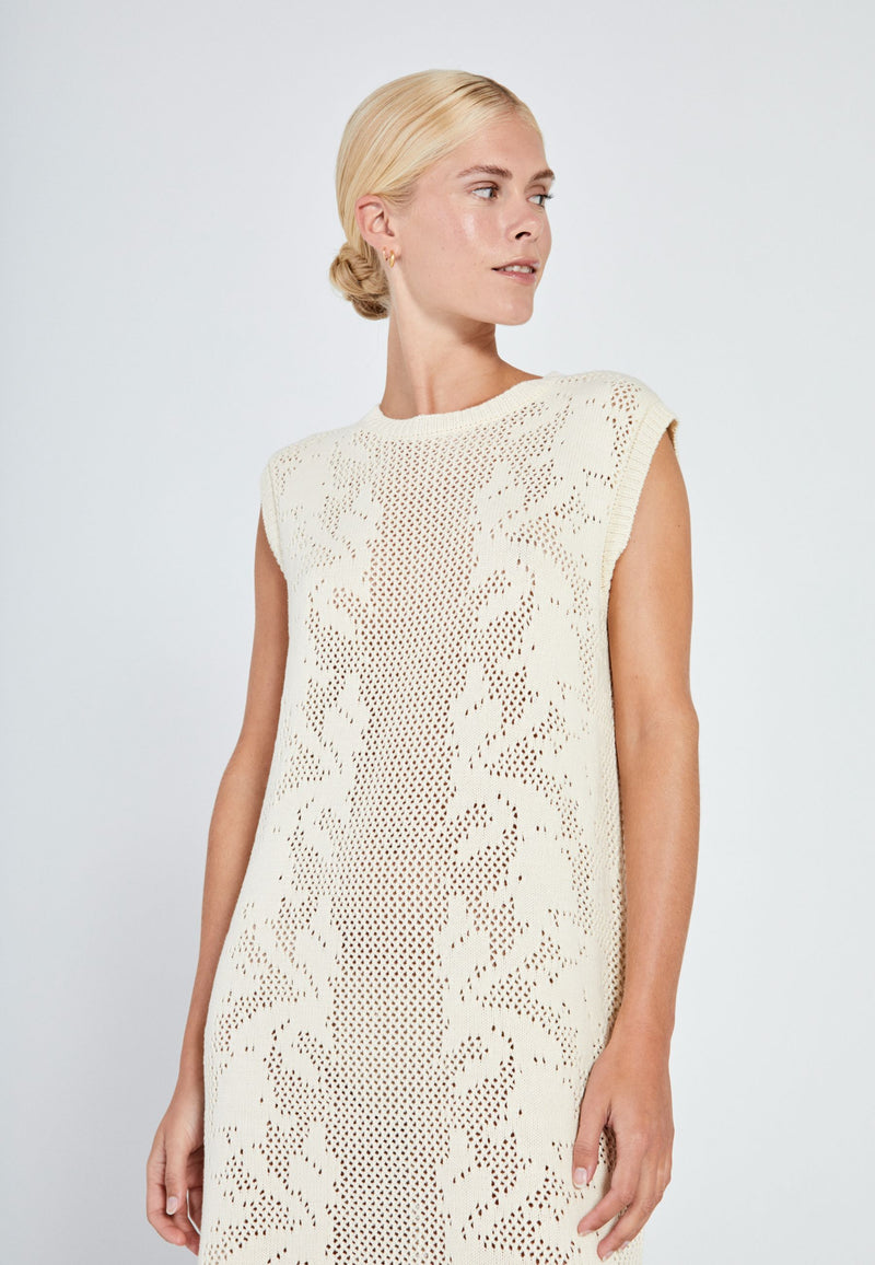 NORR Stilla crochet knit dress Dresses Off-white