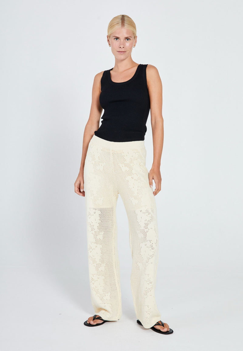 White Wide Leg Fishnet Sheer Cover Up Beach Pant | IRHAZ | White pants  women, Knit fashion, Crochet pants