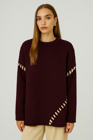 NORR Strings knit top Knits Deep Cherry