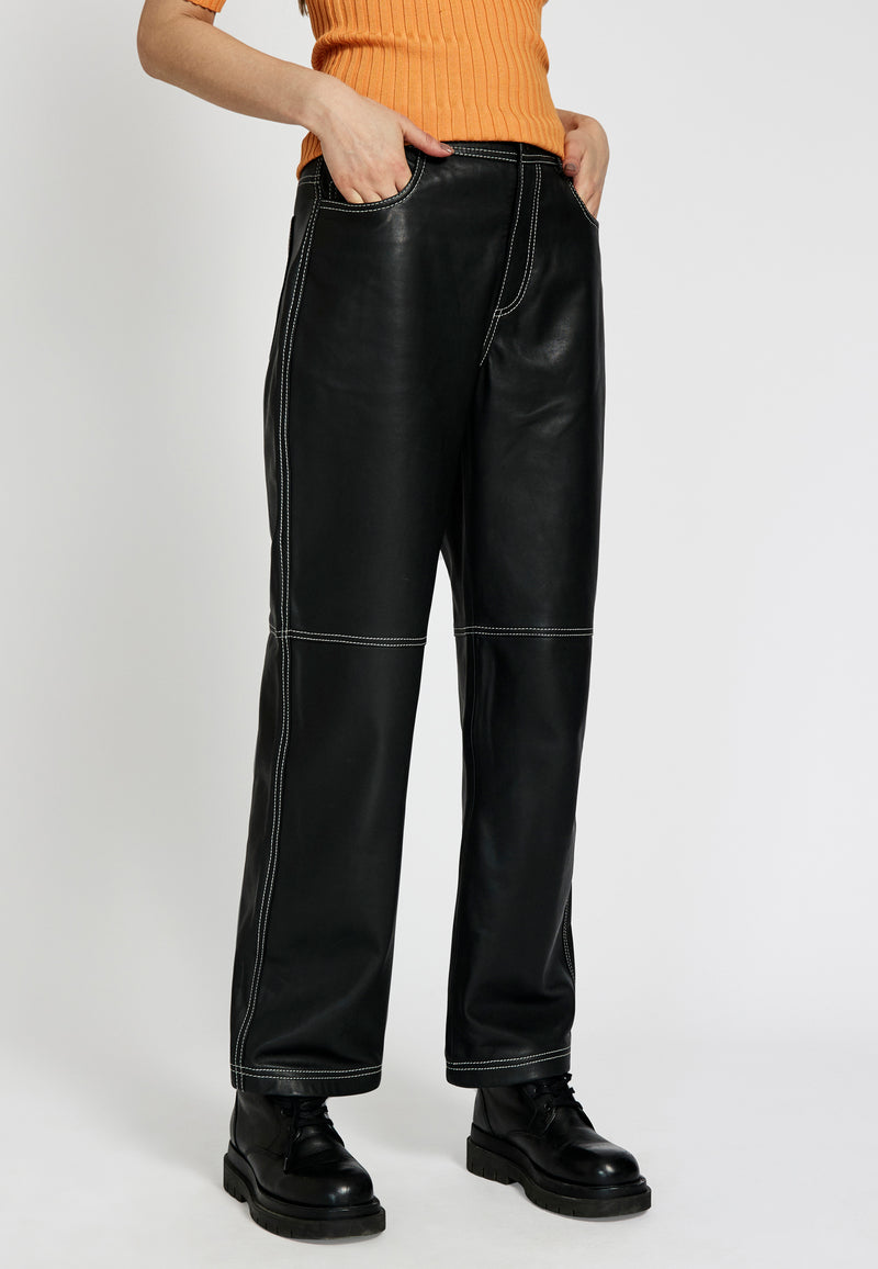 NORR Tar leather pants Pants Black