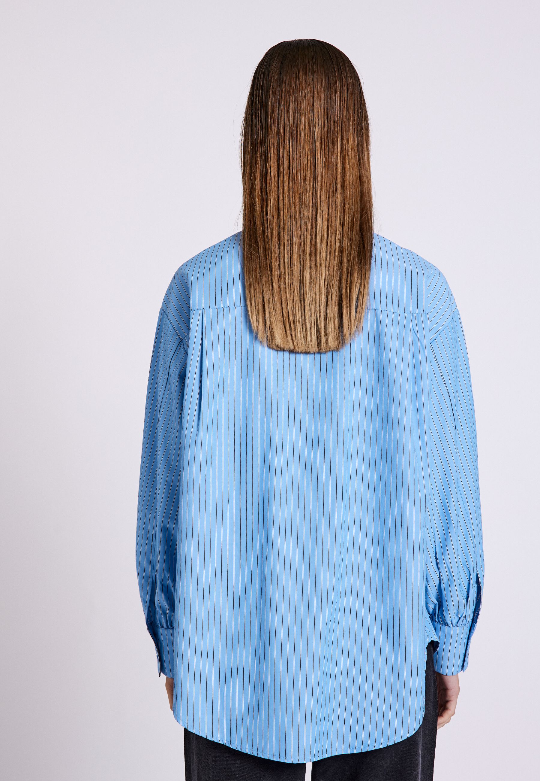 NORR Travis oversize shirt Shirts Clear blue w. stripes