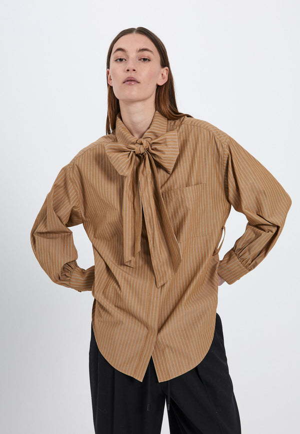 NORR Travis oversize shirt Shirts Khaki stripe