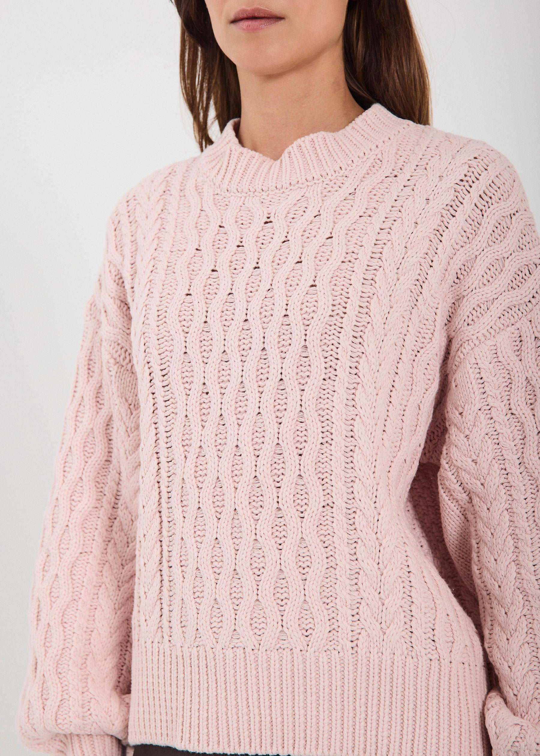 NORR Vigga cable knit top Knits Light pink