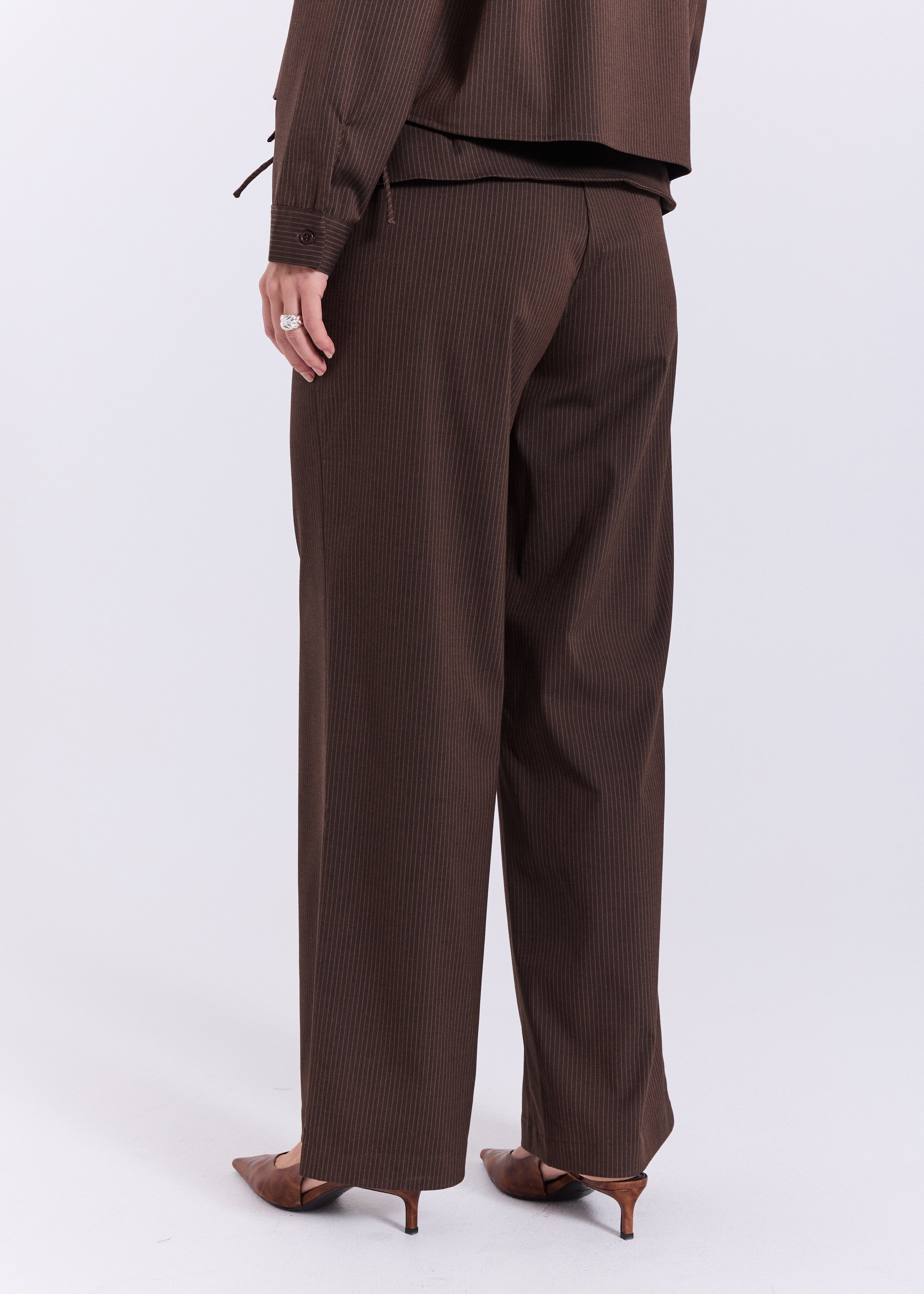 NORR Willow string pants Pants Brown pinstripe